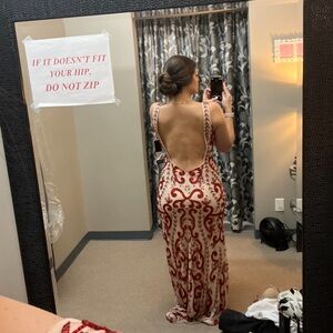 Red sequin Mardi Gras formal gown